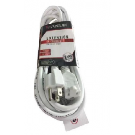 Extensión De Corriente Mercury Polo Tierra 8 Metros Cable Blanco