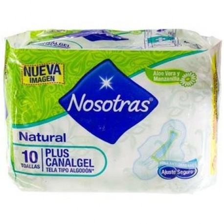 Toallas Higienicas Nosotras Natural Plus Canalgel Tela Tipo Algodón x10Und