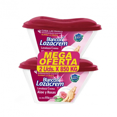 Crema Lavaloza Lozacrem Aloe Vera 2 Unidades X 850gr