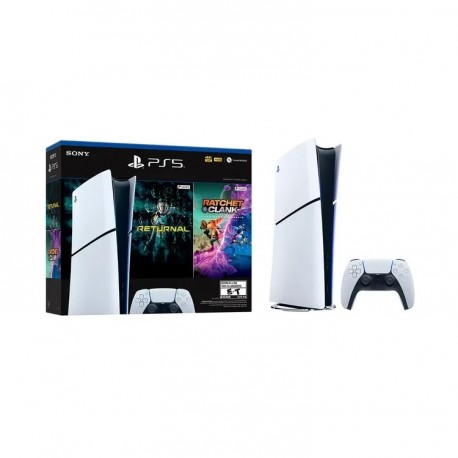 Consola PS5 Digital 1TB Slim Blanco|Negro + 1 Control inalámbrico + Juego PS5 Returnal (Voucher) + Juego PS5 Ratchet & Clank: Rift Apart (Voucher)