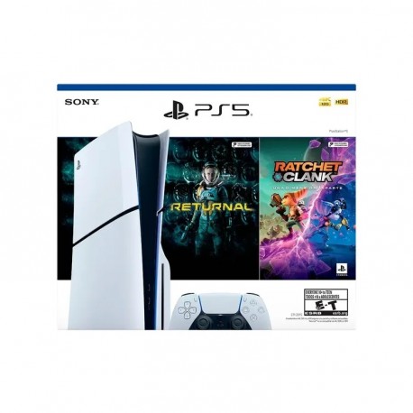 PS5 Estándar 1TB Slim Blanco / Negro + 1 Control Inalámbrico + Juego Returnal + Ratchet & Clank: Rift Apart
