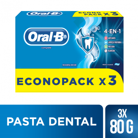 Crema Dental Oral-B con Flúor Complete 80g X3 Unds