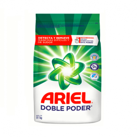  - Detergente en polvo Ariel Doble Poder Jabón 1Kg 