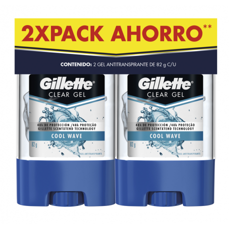 Desodorante Clear Gel Gillette Cool Wave 164 g 2 Und