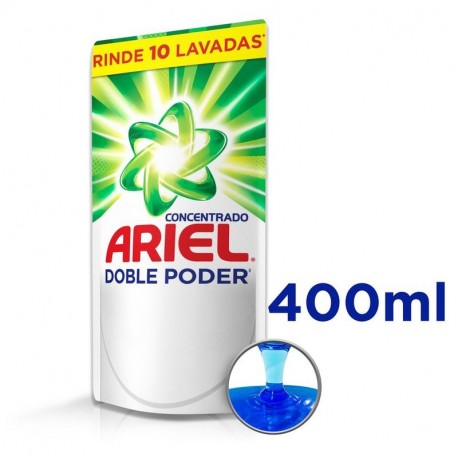 Detergente Liquido  Ariel Jabón Concentrado Doble Poder Recarga 400 ML   