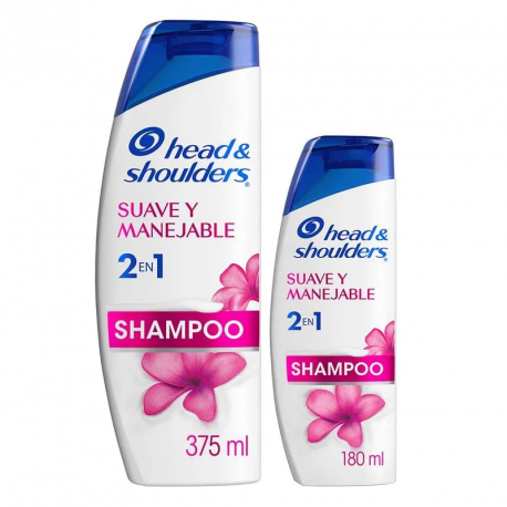 Shampoo Head & Shoulders Suave y Manejable 375ml + Shampoo 180ml