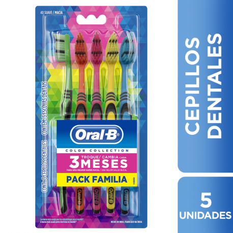 Cepillos dentales Oral B Pack familiar Color Collection 5 Un.