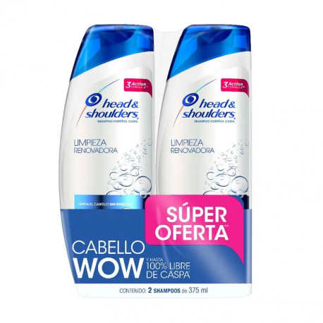 Shampoo Head & Shoulders  Limpieza Renovadora 2 Un. x 375ml c/u 