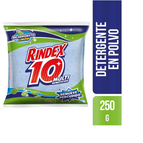 Detergente en polvo Rindex 10 Multibeneficios Jabón 250g.  