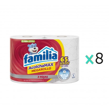 KIT Papel higiénico Acolchamax Megarollo X4R X 8Unidades