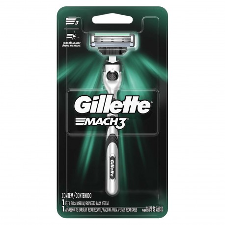 Gillette Mach3 Maquina Para Afeitar Recargable + 1 Repuesto Para Afeitar 1 Kit