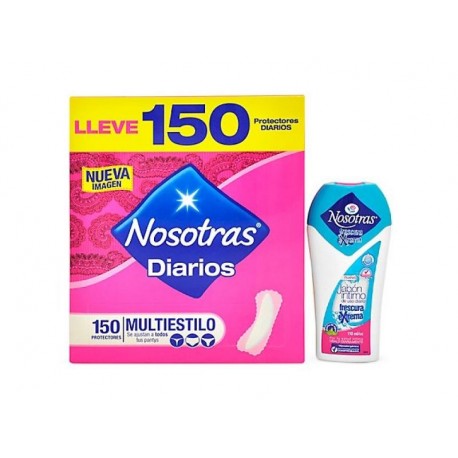 Protectores Diarios Nosotras Multiestilo x150 + Jabon intimo x110