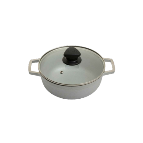 Caldero 26Cm Aluminio Fundido Natural Tapa Vidrio Original Imusa