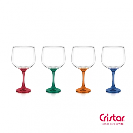 Copa Ginebra Decorado Pata de Color Cristar