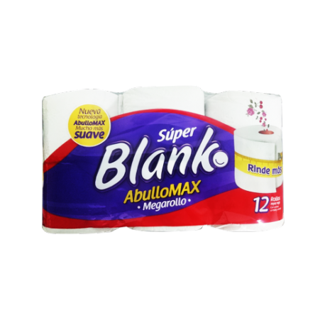 PAPEL HIGIENICO SUPER BLANKO MEGA ROLLO ABULLONADO 12ROLLOS X33M