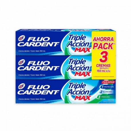 Crema Dental Fluocardent Triple Acción Max 150ml X 3 Unidades
