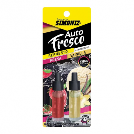 Repuesto Simoniz Ambientador Doble Aroma Fresa - Vainilla 4.5ml