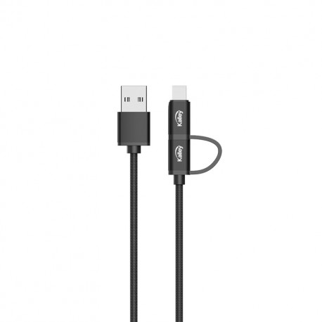 Cable Kalley USB a Micro USB con adaptador USB-C K-GCB2N1 de 20 Cm Negro