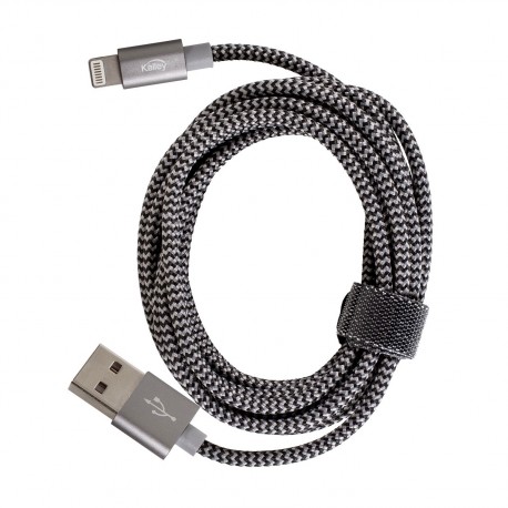 Cable Kalley USB a Lightning de 1 Metro Trenzado Gris|Negro