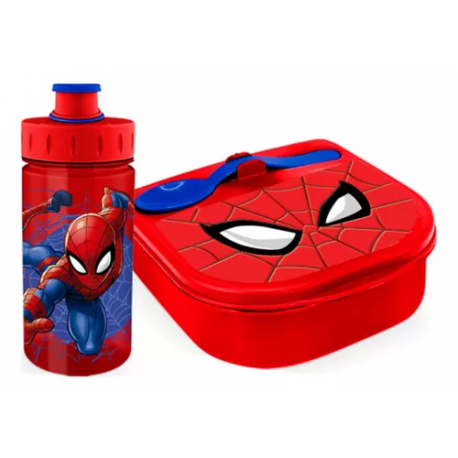 Set Wantu Botilito De 325ml + Recipiente Para Alimentos Spiderman