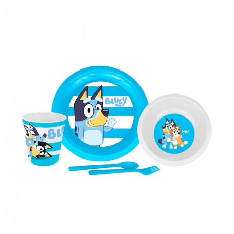 Set De Vajilla Wantu Infantil X5 Piezas Diseño Bluey