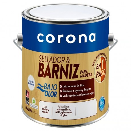 Barniz para Madera Corona Semimate 1/4Galón
