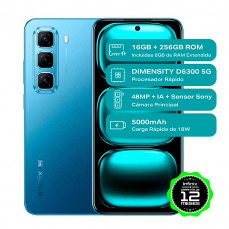 Celular Infinix Hot50 5G 6,7" 256GB Azul