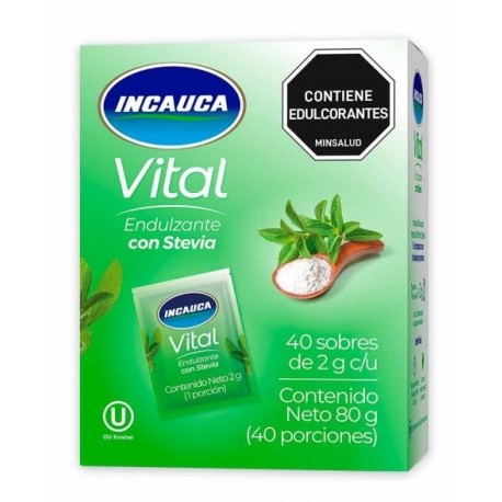 Endulzante Incauca Vital 80g x40 unidades Con Stevia