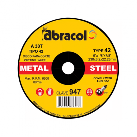 Disco Abracol Corte De Metal 9 1/8 Pulgadas