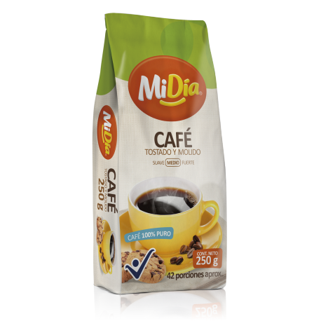 CAFÉ MOLIDO Y TOSTADO MiDía 250G.