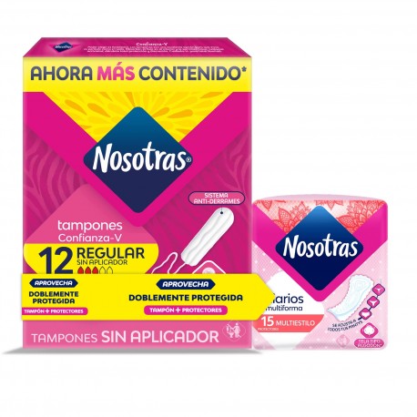Tampones Nosotras Digital Regular 12 Unidades + Protectores 15 Unidades