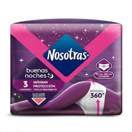 Toallas Nosotras Buenas Noches Talla M Pqte X 3 Und