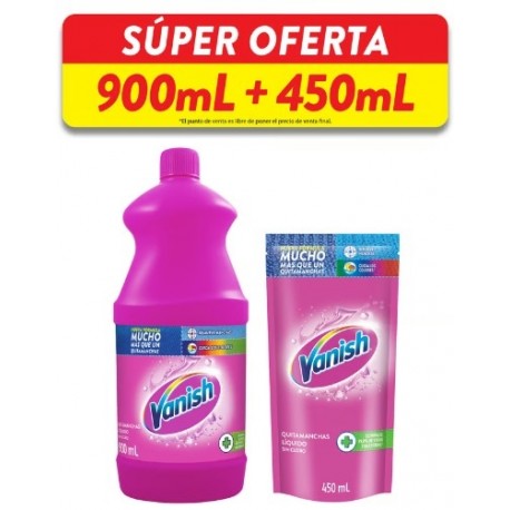 Desmanchador Vanish liquido x900ml + 450ml Rosa