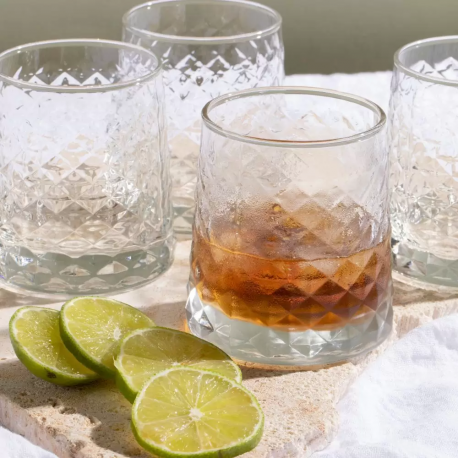 Vaso Cristar Cairo Rocks 13 1/4oz Canastilla x 6 Unidades