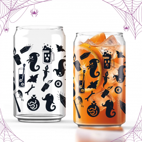 Vaso Can Glass Halloween x 3 Unidades