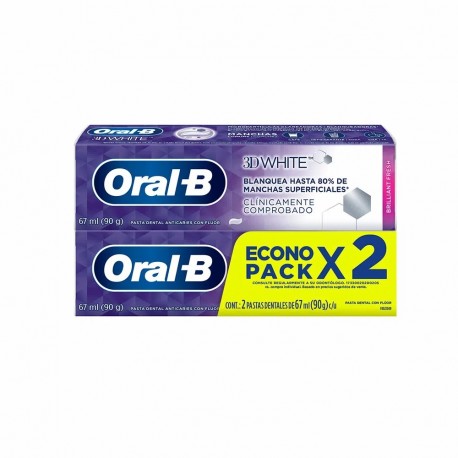 Crema Dental OralB 3DWhite 67ml x2