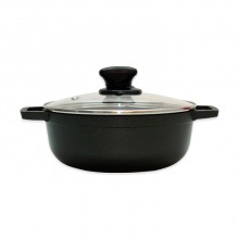 Caldero Imusa 20cm Aluminio Fundido Antiadherente Con Tapa de Vidrio